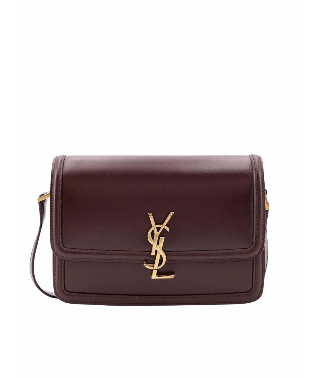 SAINT LAURENT Бордовая кожаная сумка через плечо, фото 1