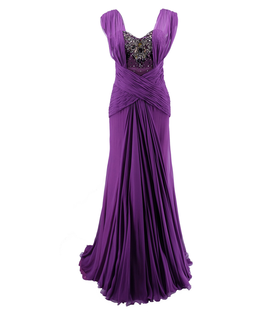 ZUHAIR MURAD Фиолетовое шифоновое вечернее платье, фото 1