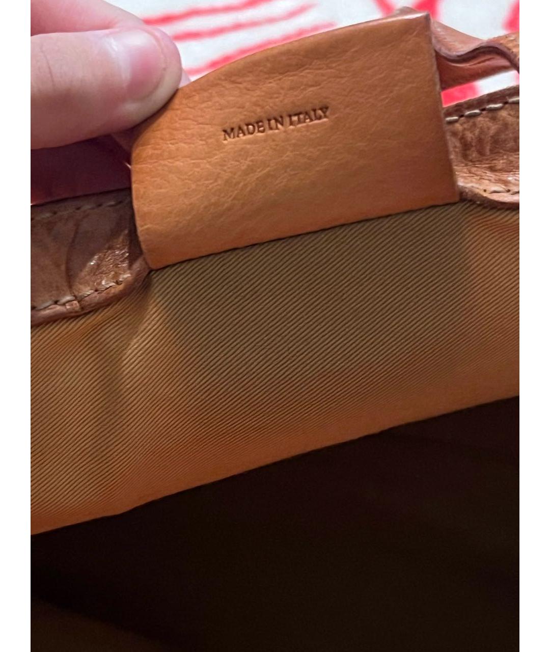 RALPH LAUREN Оранжевая кожаная сумка с короткими ручками, фото 7