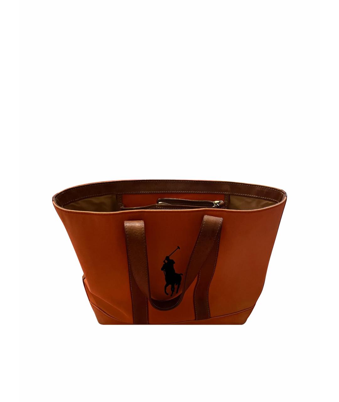 RALPH LAUREN Оранжевая кожаная сумка с короткими ручками, фото 1