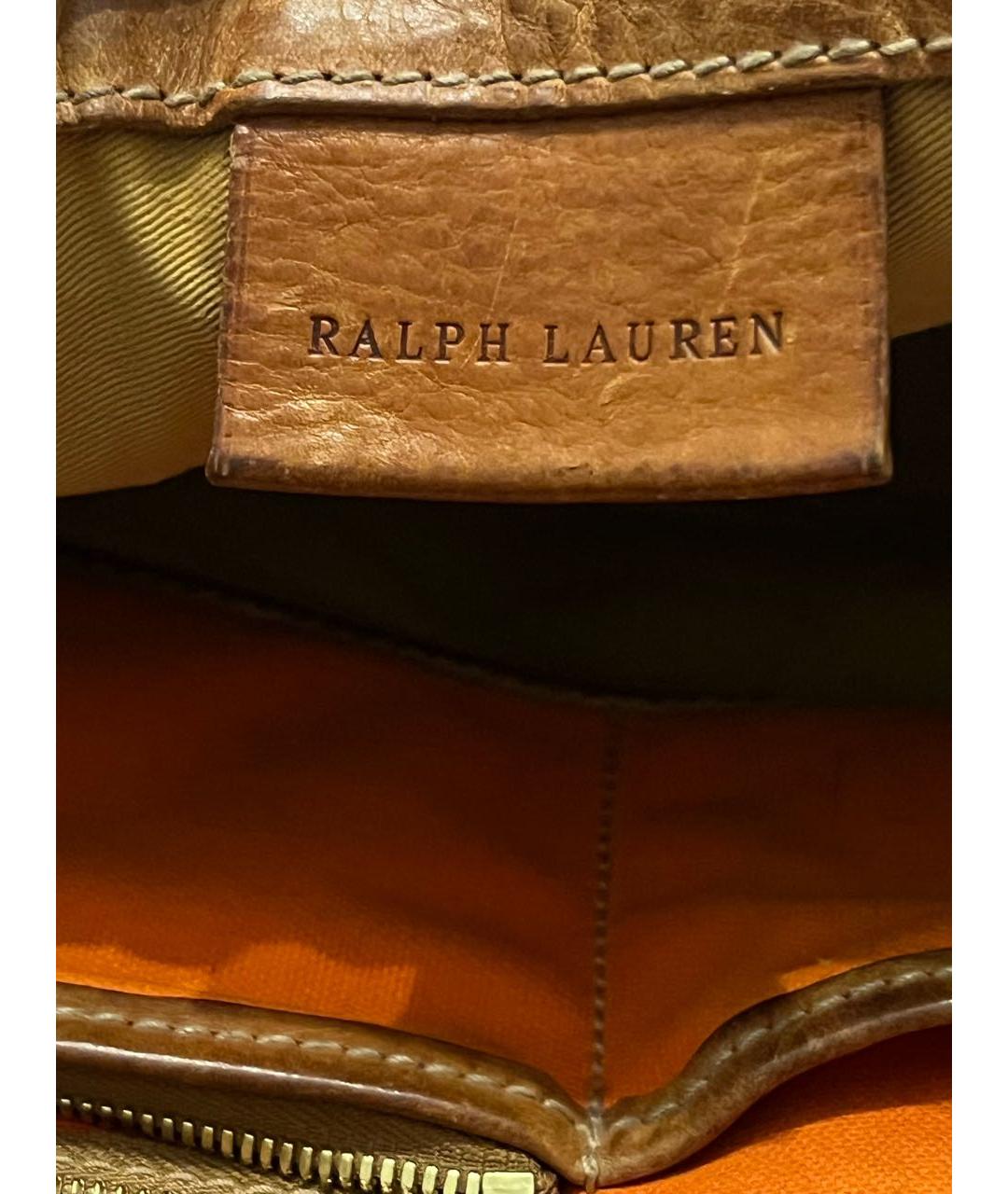 RALPH LAUREN Оранжевая кожаная сумка с короткими ручками, фото 6