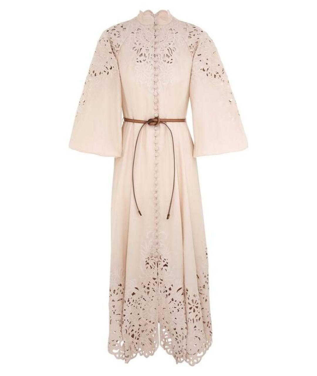 ZIMMERMANN Бежевое льняное повседневное платье, фото 1