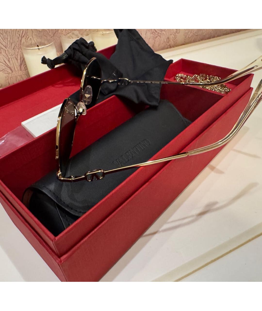 VALENTINO Золотые металлические солнцезащитные очки, фото 2