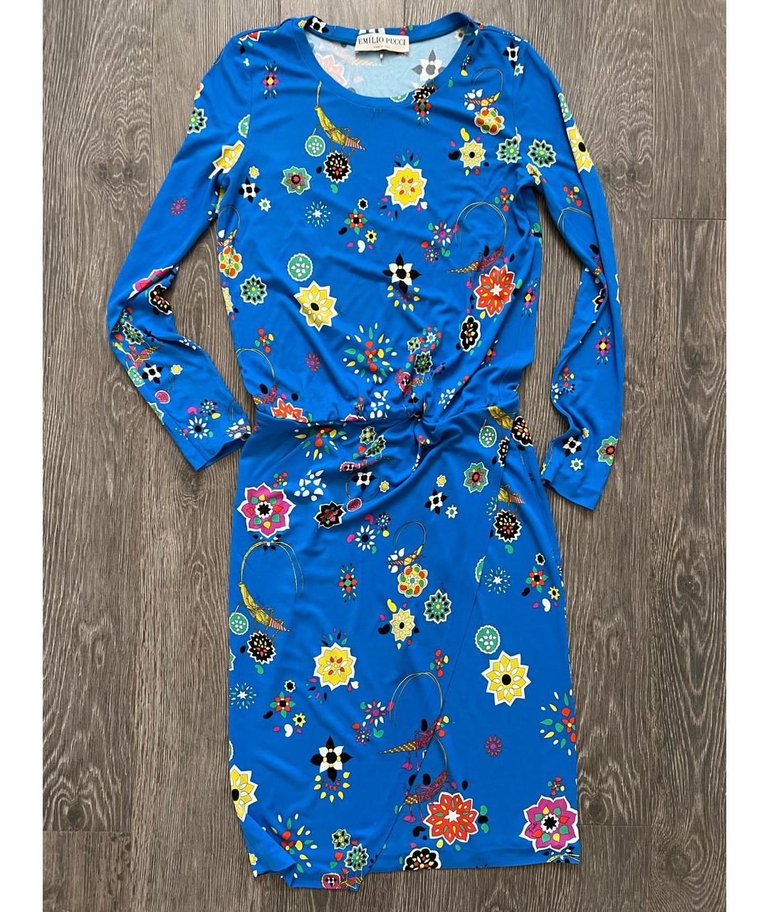 EMILIO PUCCI Синее вискозное повседневное платье, фото 5