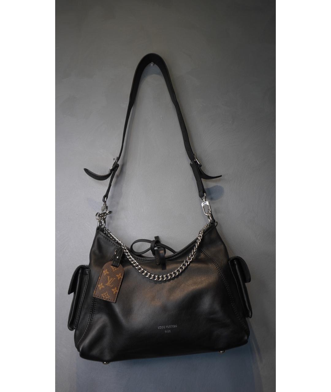 LOUIS VUITTON Черная кожаная сумка тоут, фото 9