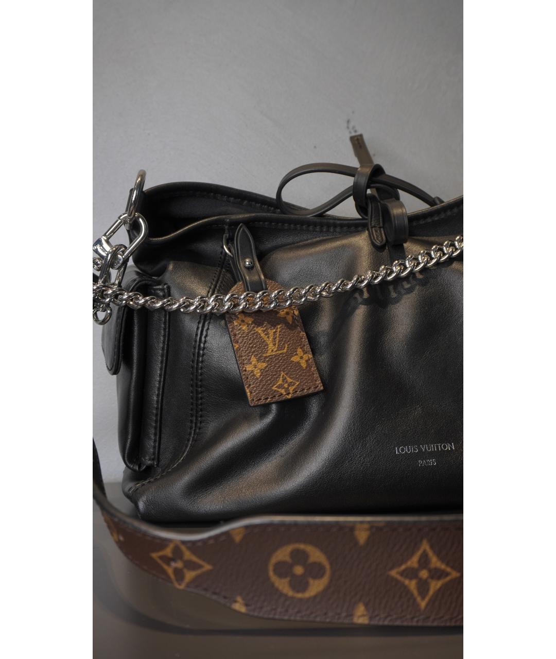 LOUIS VUITTON Черная кожаная сумка тоут, фото 4