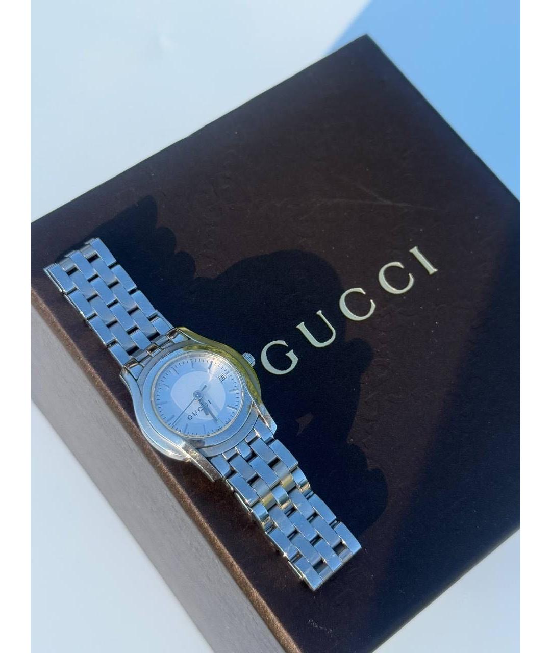 GUCCI Серебряные металлические часы, фото 8