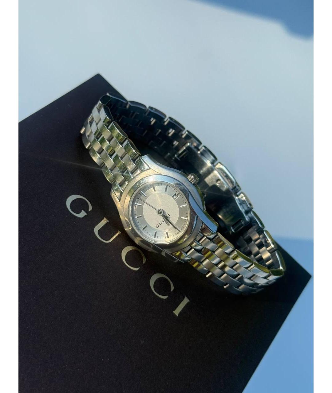 GUCCI Серебряные металлические часы, фото 9
