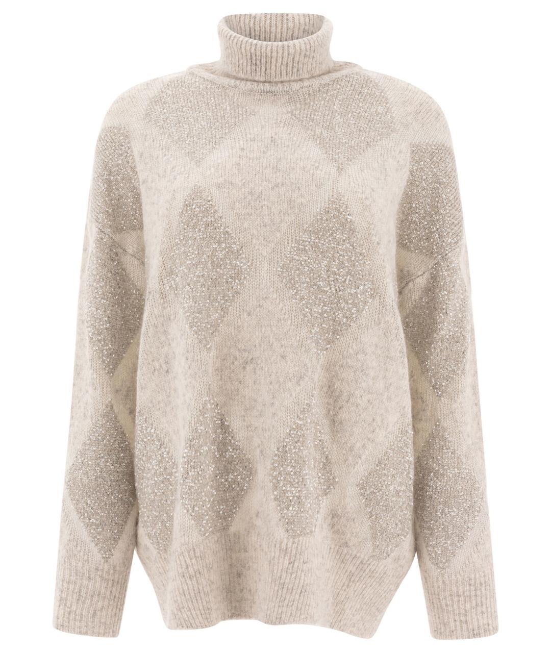 BRUNELLO CUCINELLI Бежевый шерстяной джемпер / свитер, фото 1