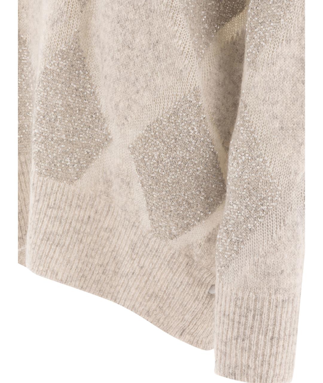 BRUNELLO CUCINELLI Бежевый шерстяной джемпер / свитер, фото 4