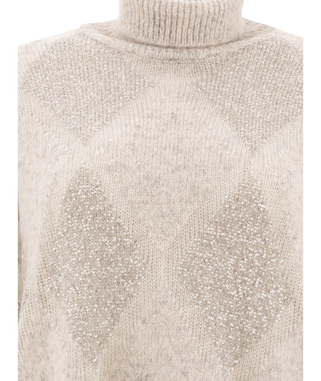 BRUNELLO CUCINELLI Бежевый шерстяной джемпер / свитер, фото 3