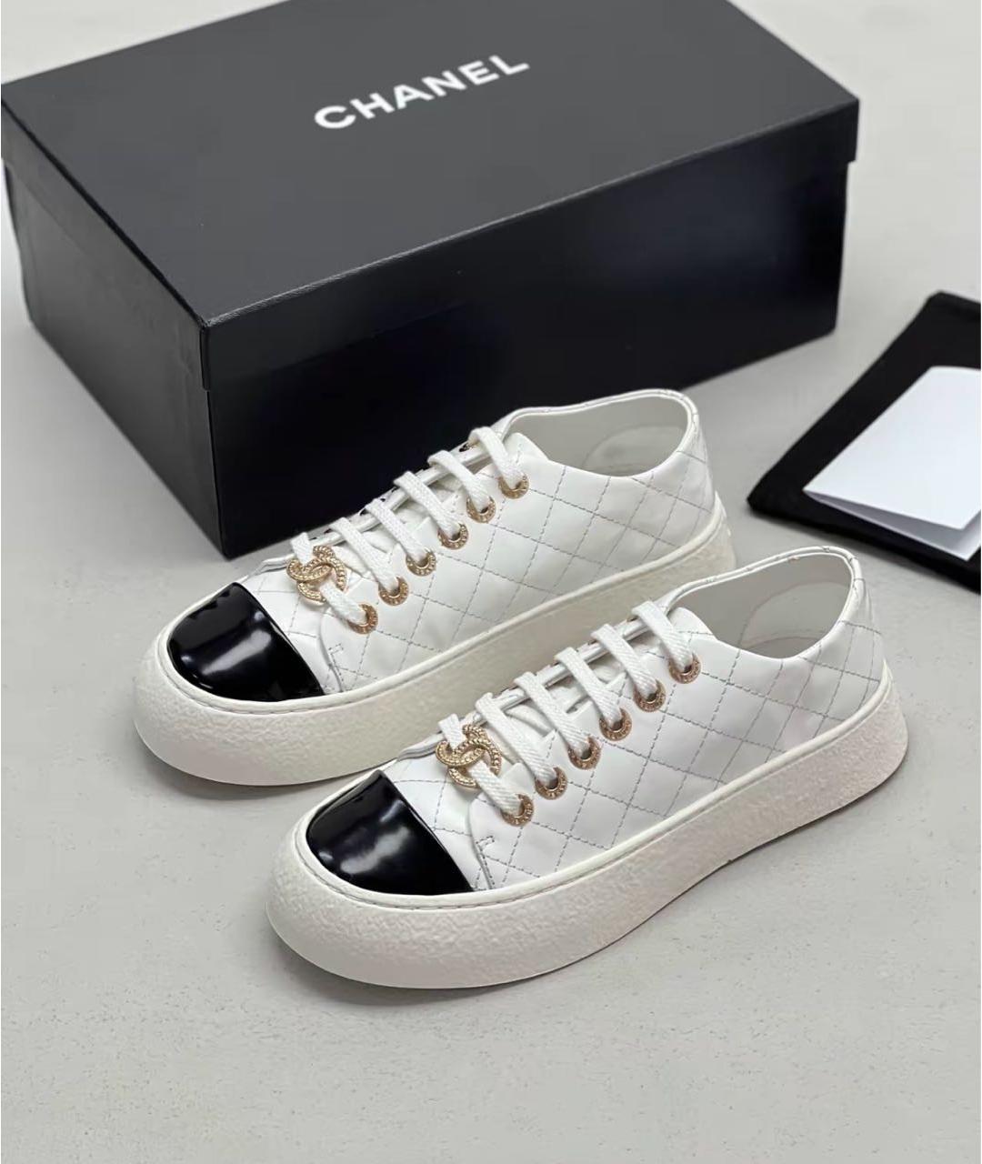 CHANEL Белые кожаные кеды, фото 2