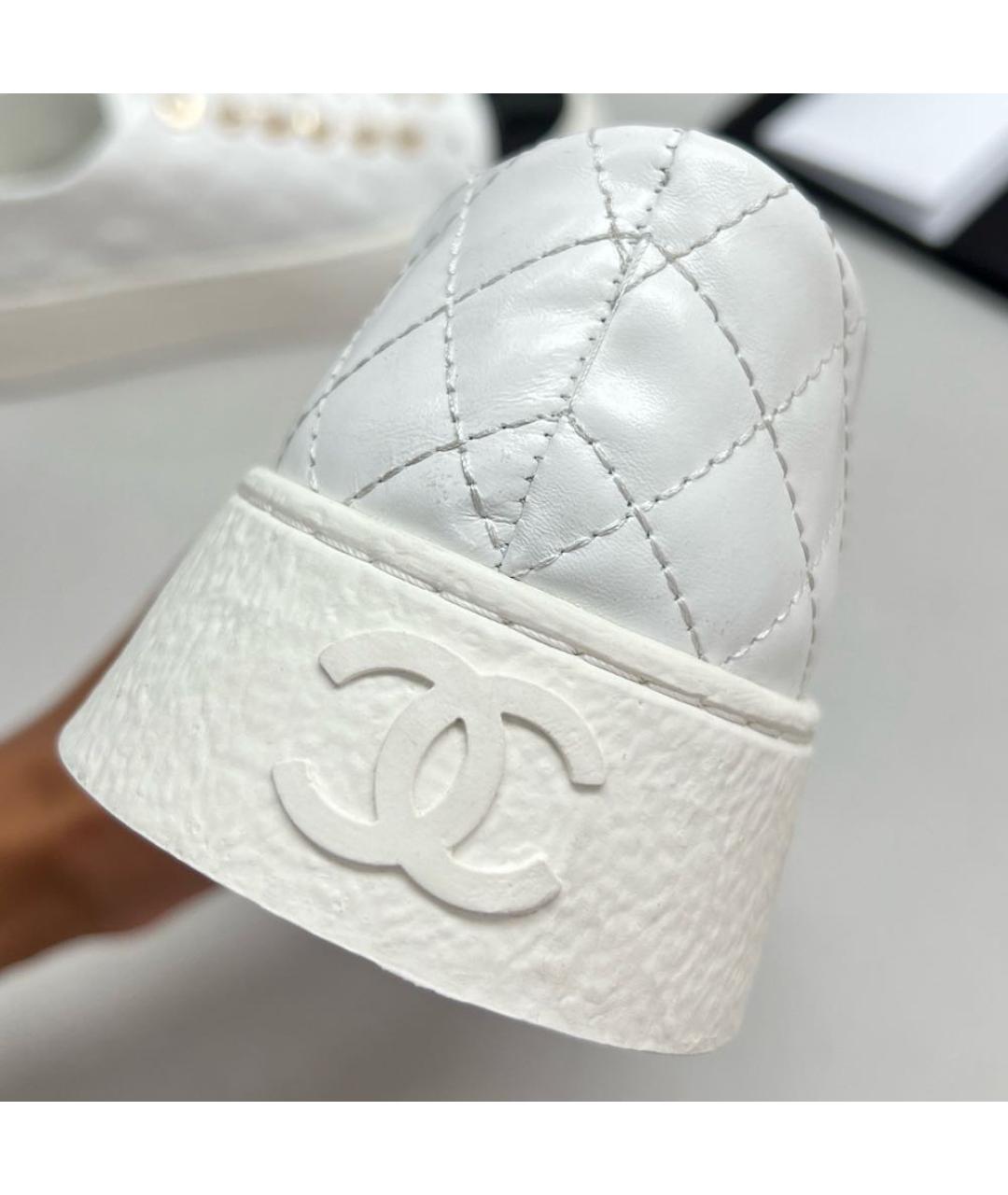 CHANEL Белые кожаные кеды, фото 6