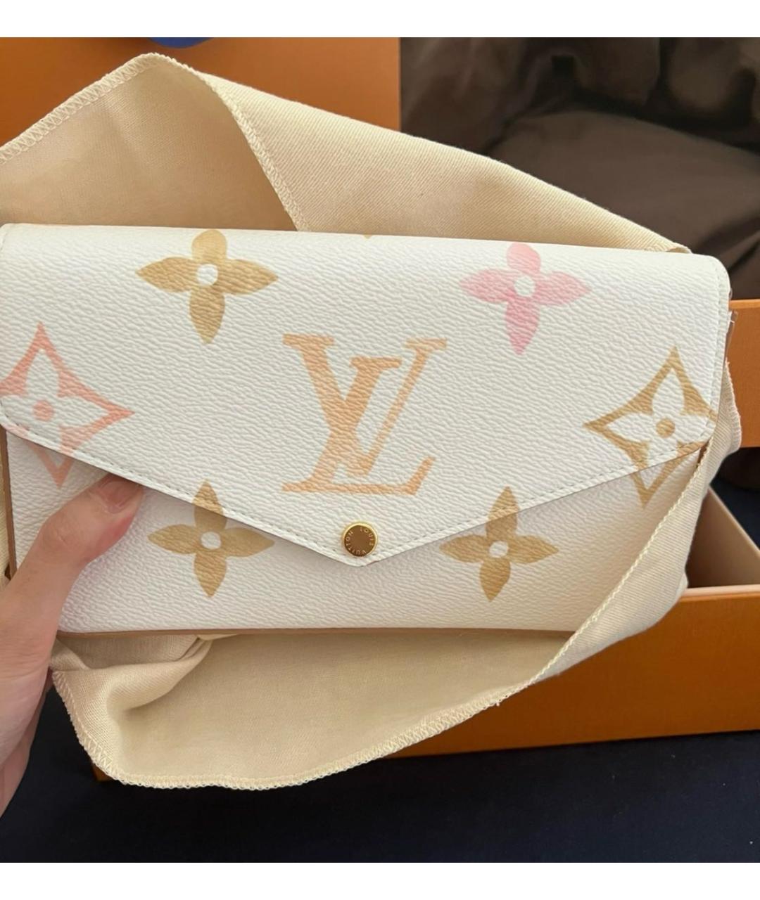 LOUIS VUITTON Белая кожаная сумка через плечо, фото 3
