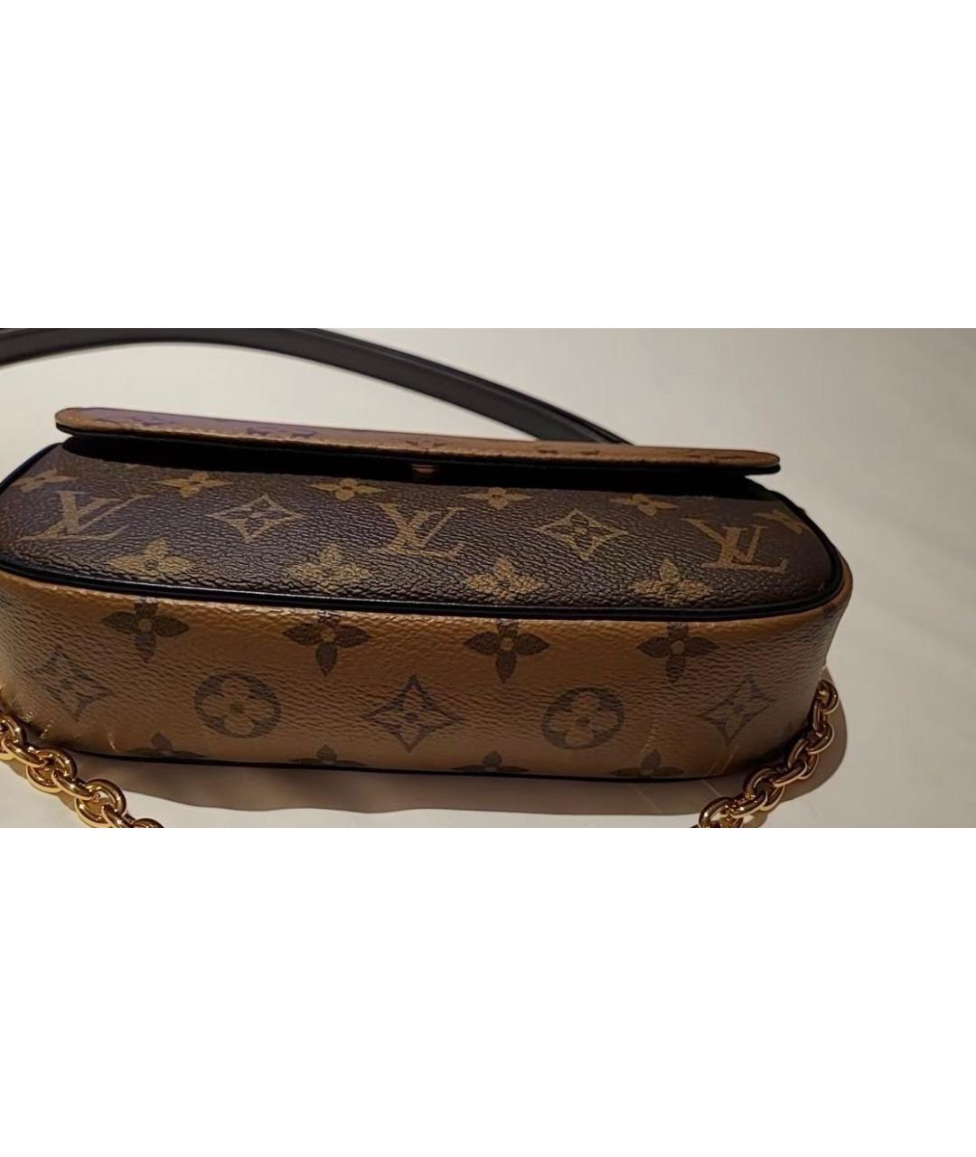 LOUIS VUITTON Коричневая кожаная сумка через плечо, фото 3