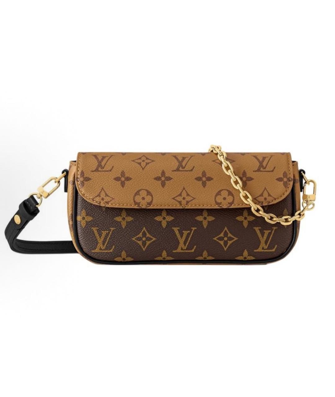 LOUIS VUITTON Коричневая кожаная сумка через плечо, фото 7