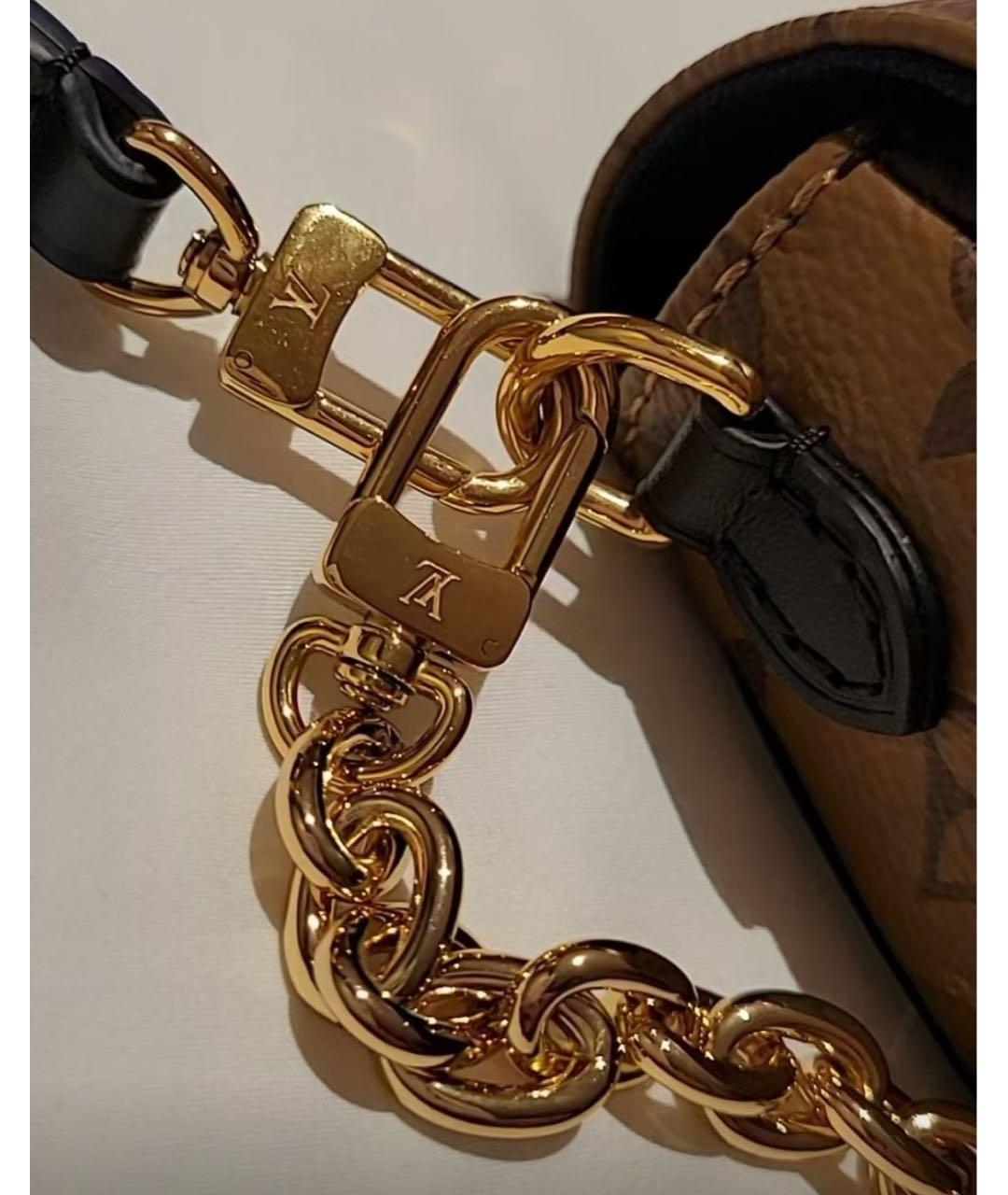 LOUIS VUITTON Коричневая кожаная сумка через плечо, фото 6
