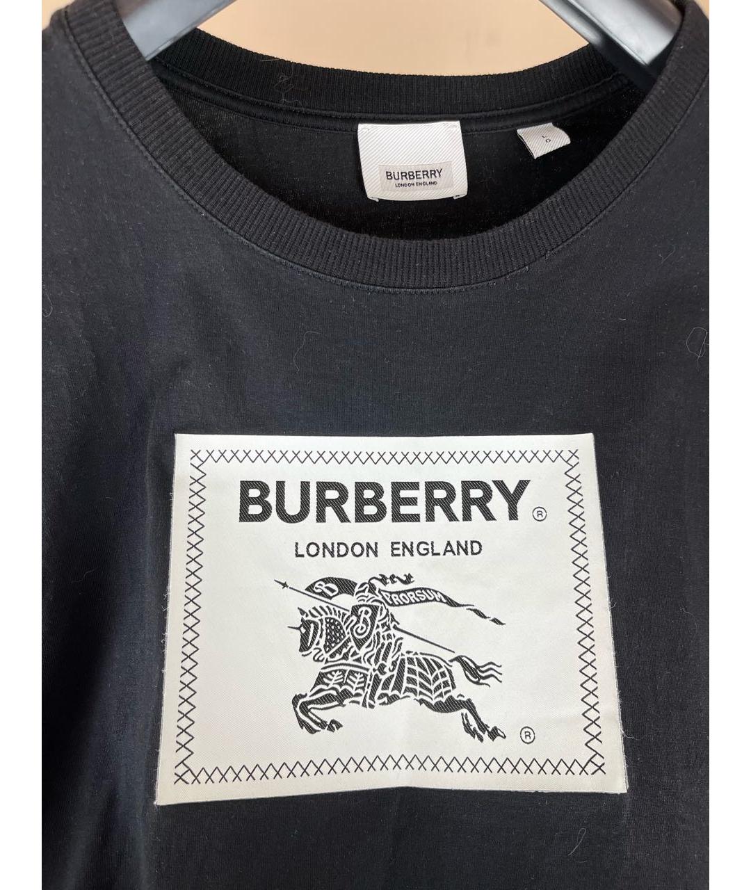 BURBERRY Черная хлопковая футболка, фото 3