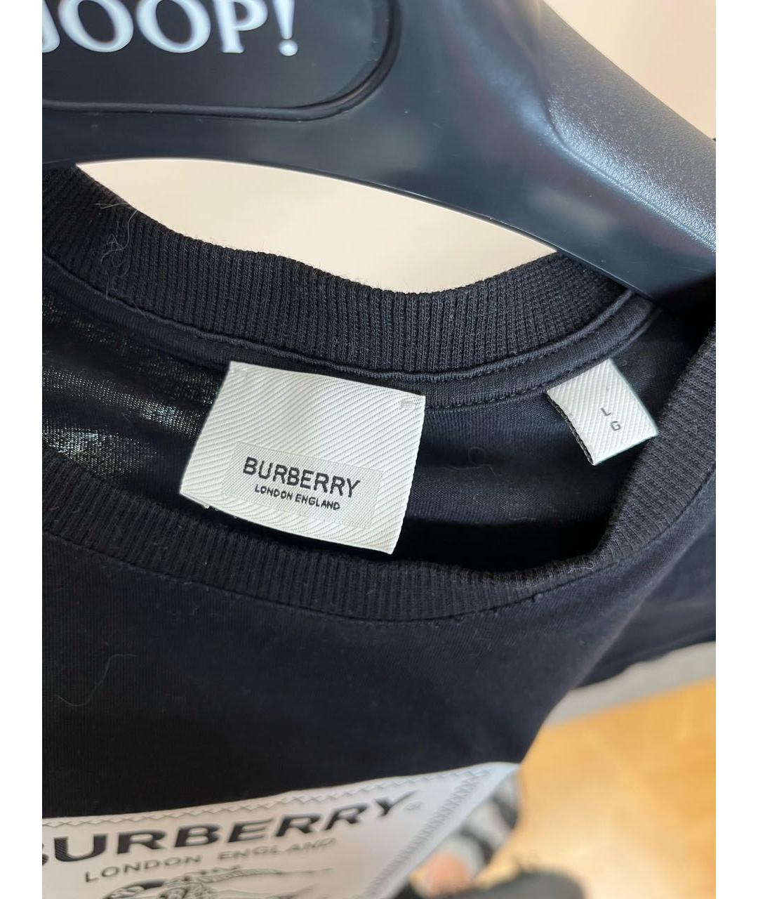 BURBERRY Черная хлопковая футболка, фото 4