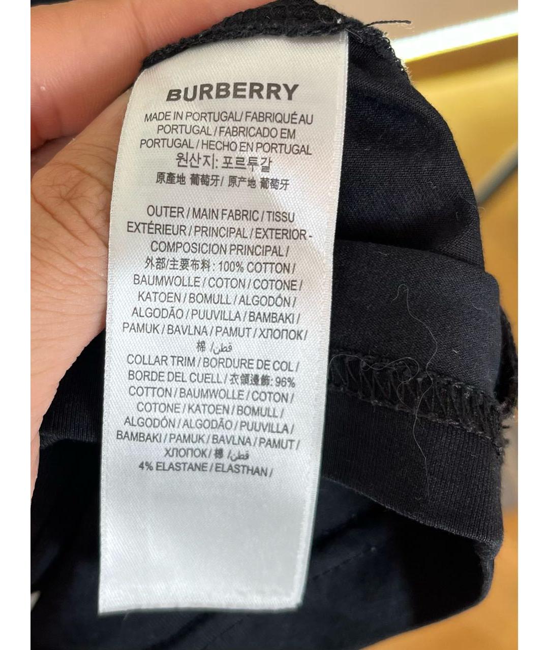 BURBERRY Черная хлопковая футболка, фото 6