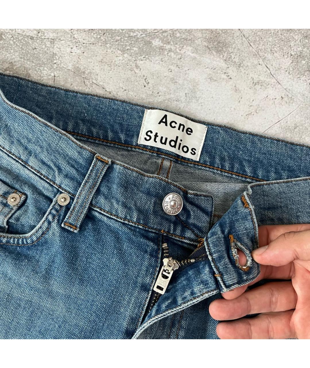 ACNE STUDIOS Голубые хлопко-эластановые джинсы скинни, фото 3