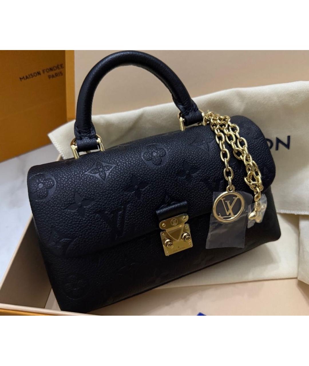 LOUIS VUITTON Черная кожаная сумка с короткими ручками, фото 4