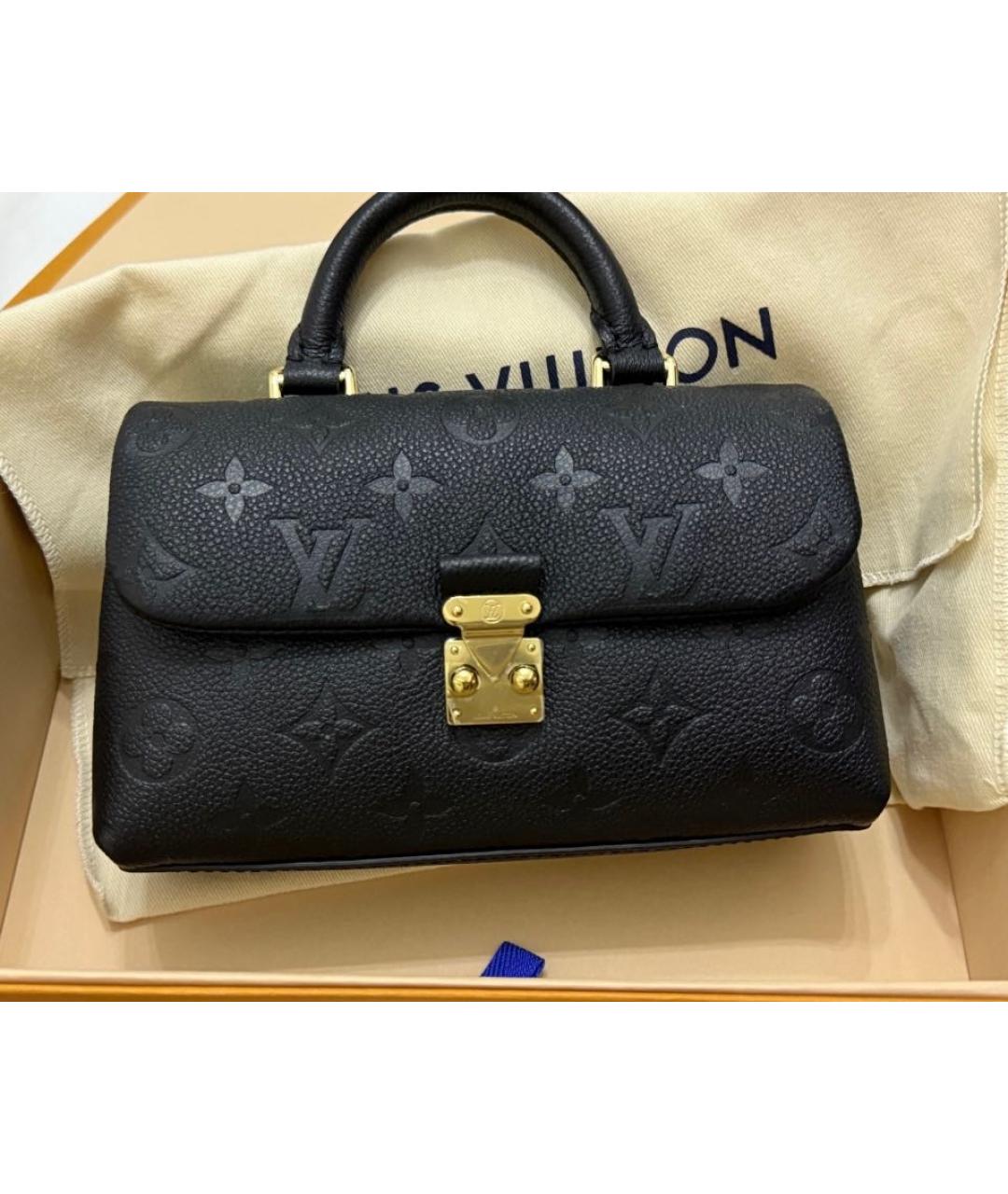 LOUIS VUITTON Черная кожаная сумка с короткими ручками, фото 3
