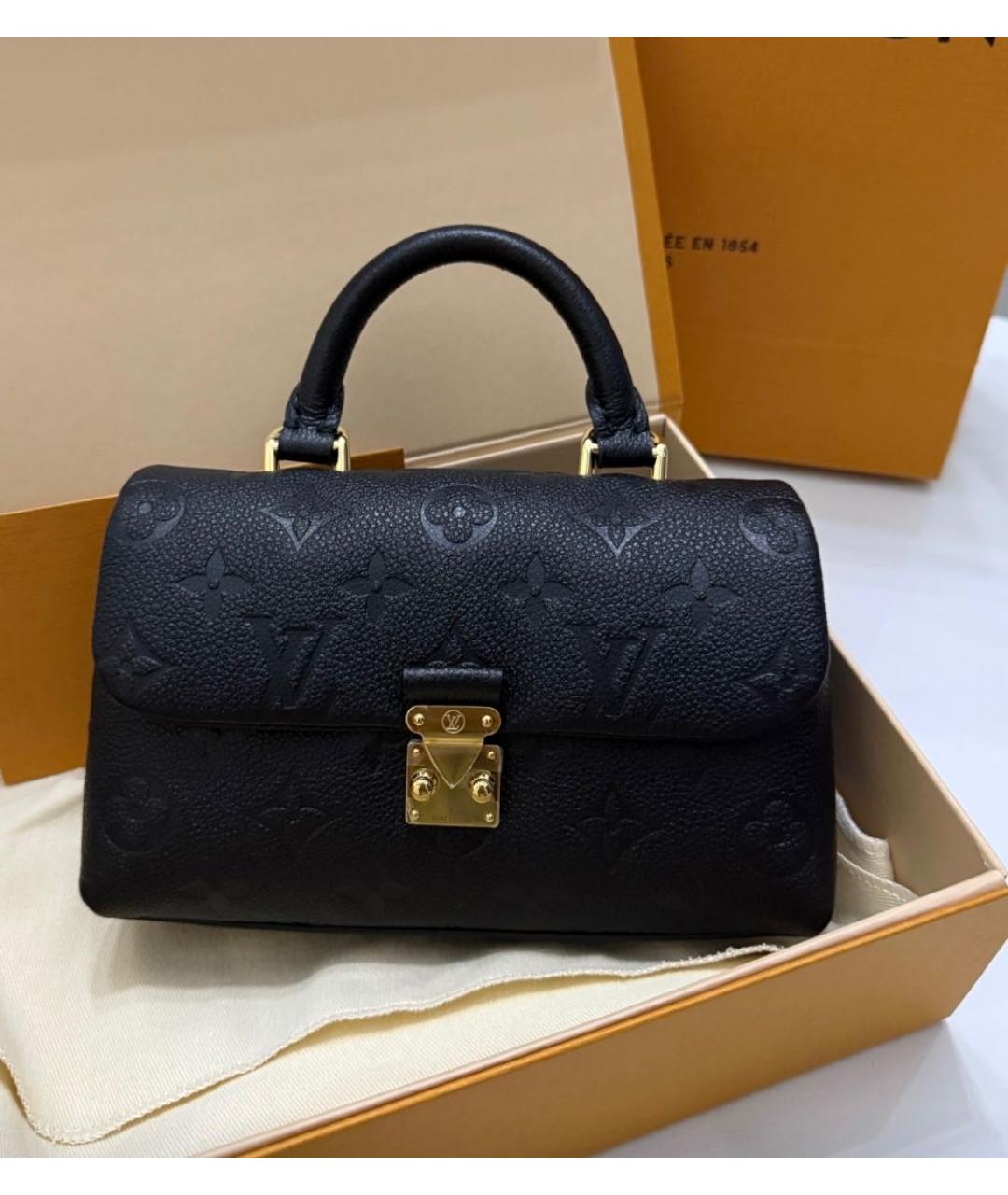 LOUIS VUITTON Черная кожаная сумка с короткими ручками, фото 2