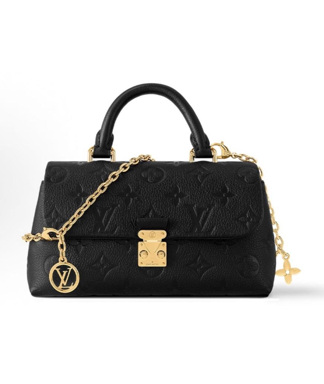 LOUIS VUITTON Черная кожаная сумка с короткими ручками, фото 6