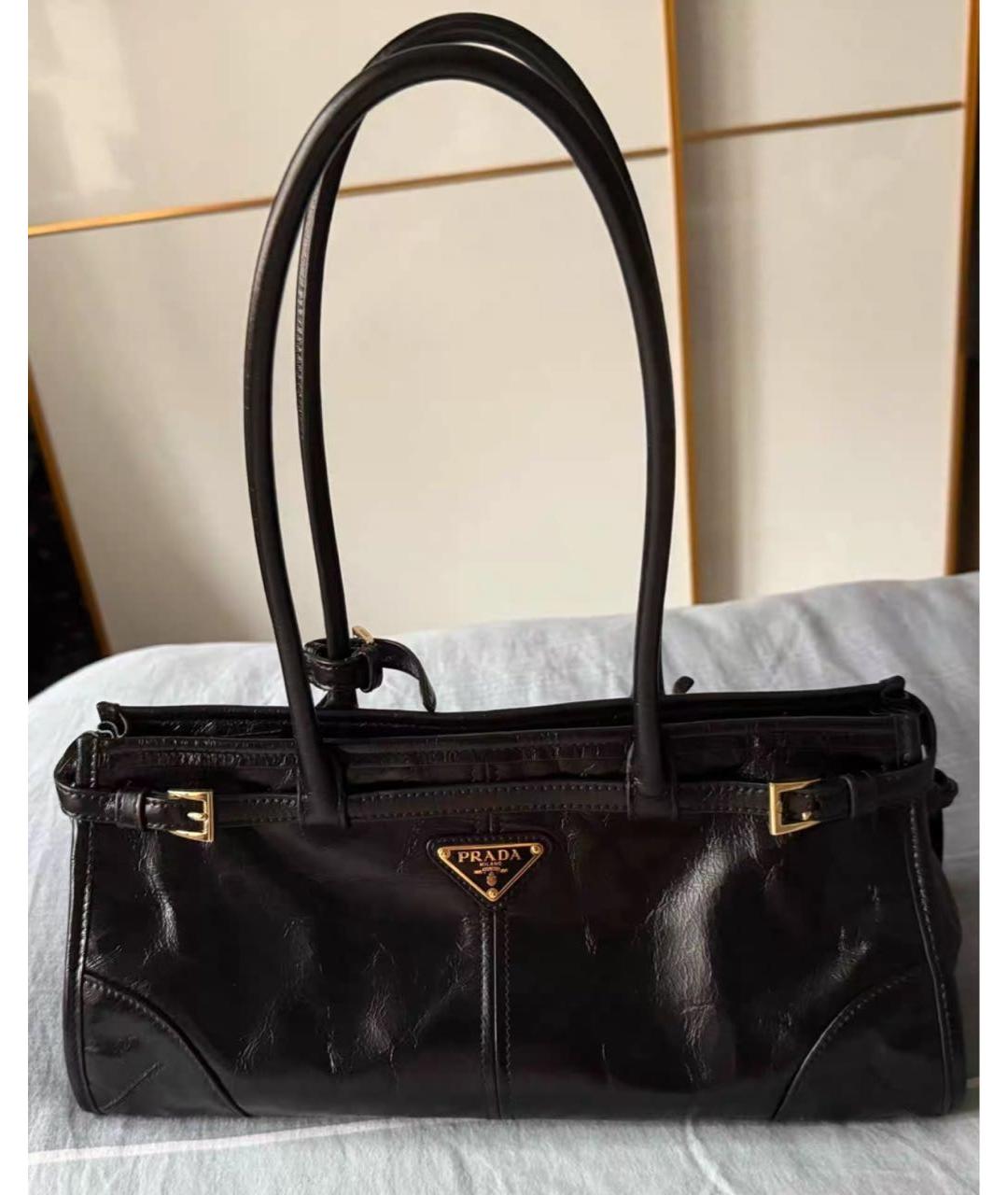 PRADA Черная кожаная сумка с короткими ручками, фото 2