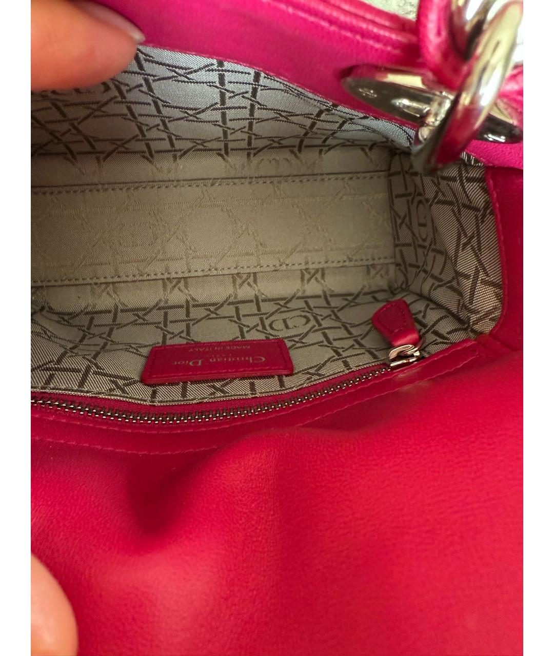CHRISTIAN DIOR Фуксия кожаная сумка с короткими ручками, фото 7