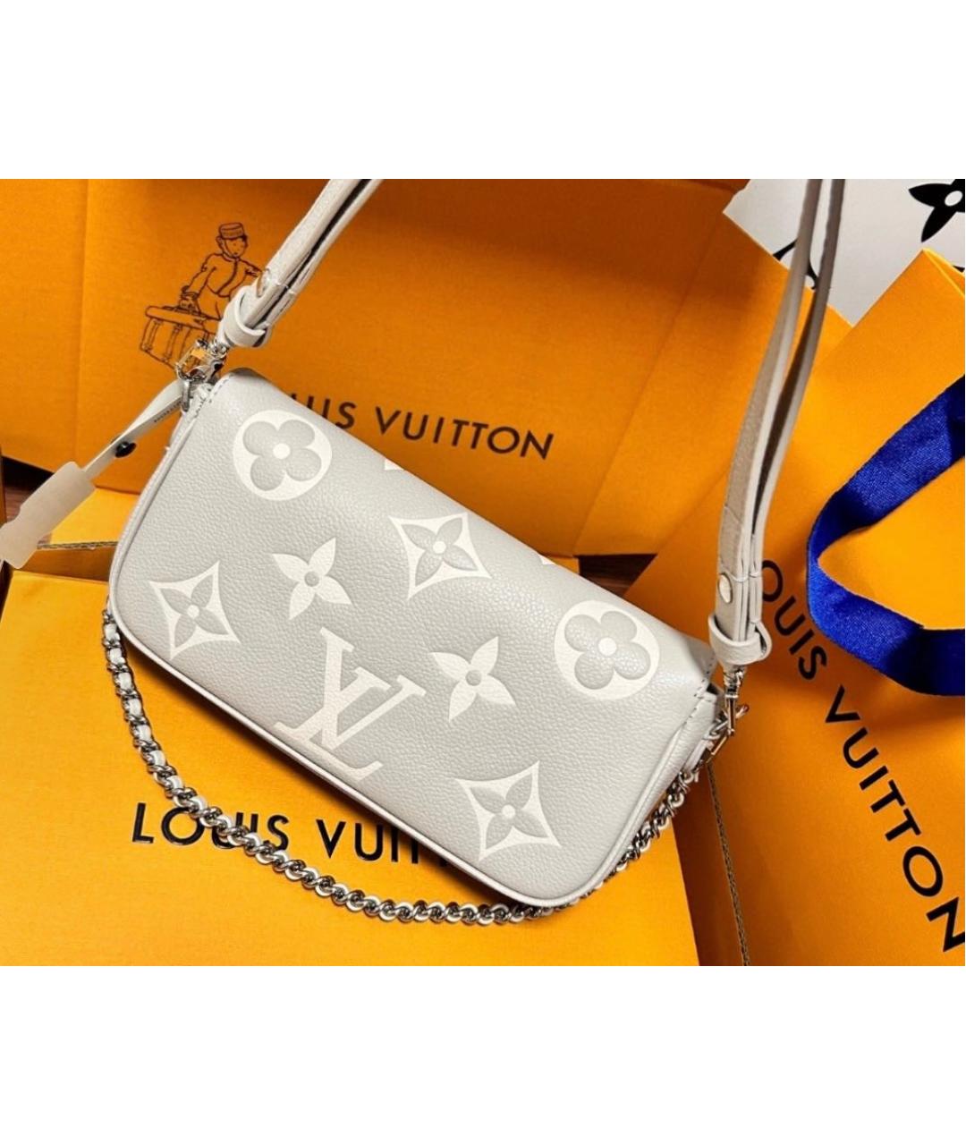 LOUIS VUITTON Серая кожаная сумка через плечо, фото 3