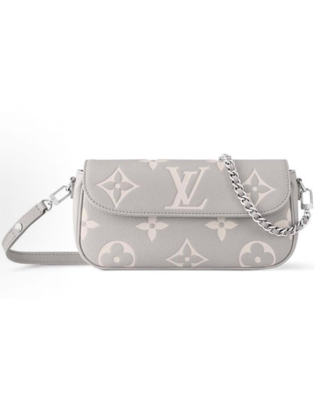 LOUIS VUITTON Серая кожаная сумка через плечо, фото 5