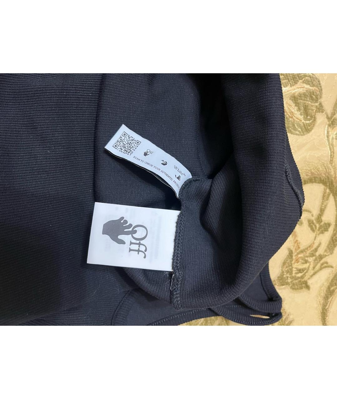 OFF-WHITE Черное хлопковое повседневное платье, фото 3