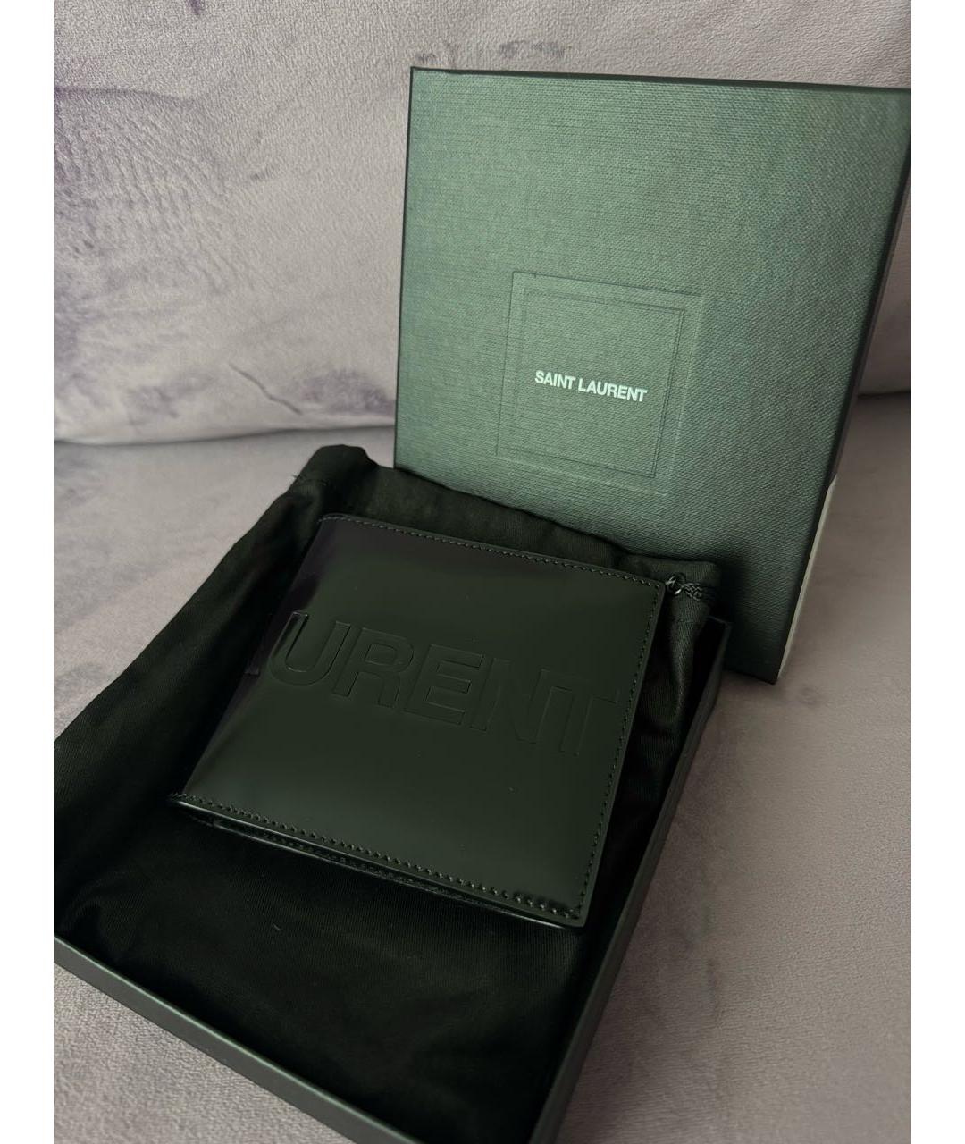 SAINT LAURENT Черный кожаный кошелек, фото 2