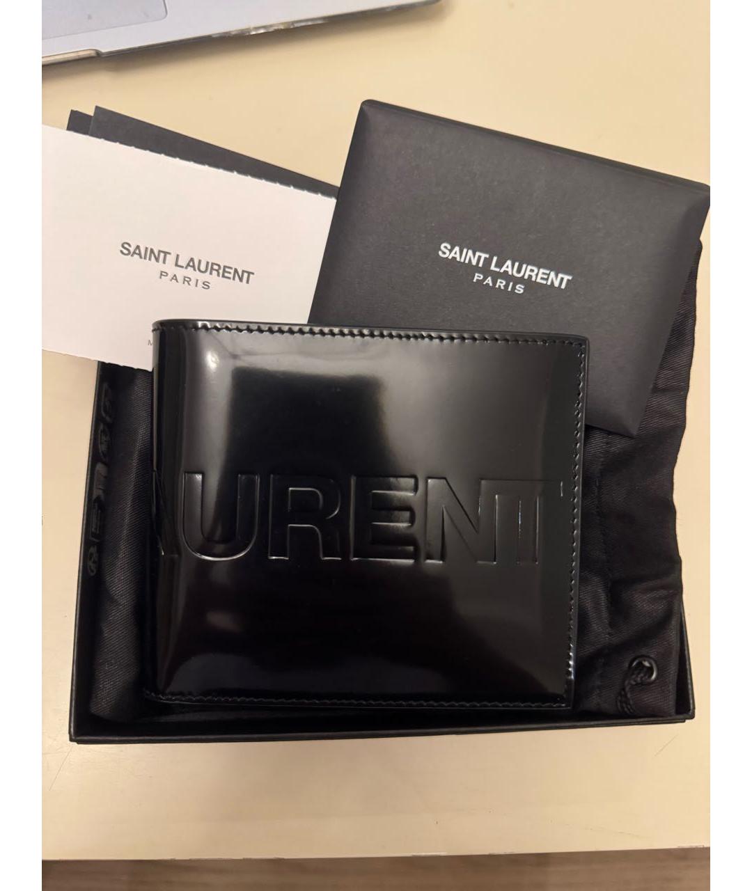 SAINT LAURENT Черный кожаный кошелек, фото 3