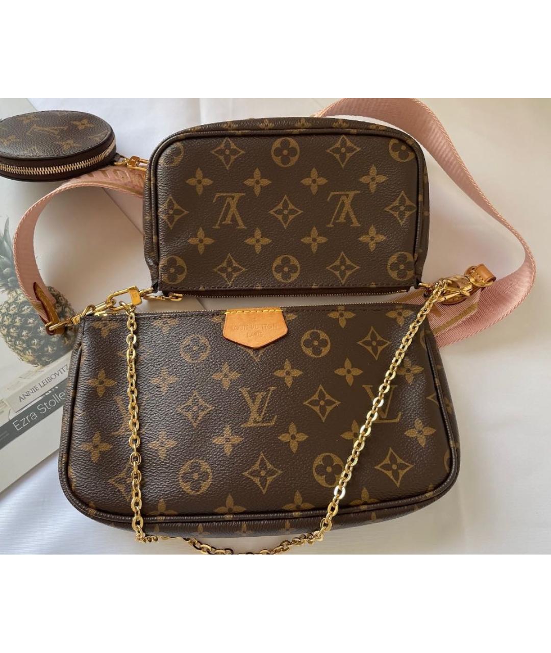 LOUIS VUITTON Коричневая кожаная сумка через плечо, фото 4