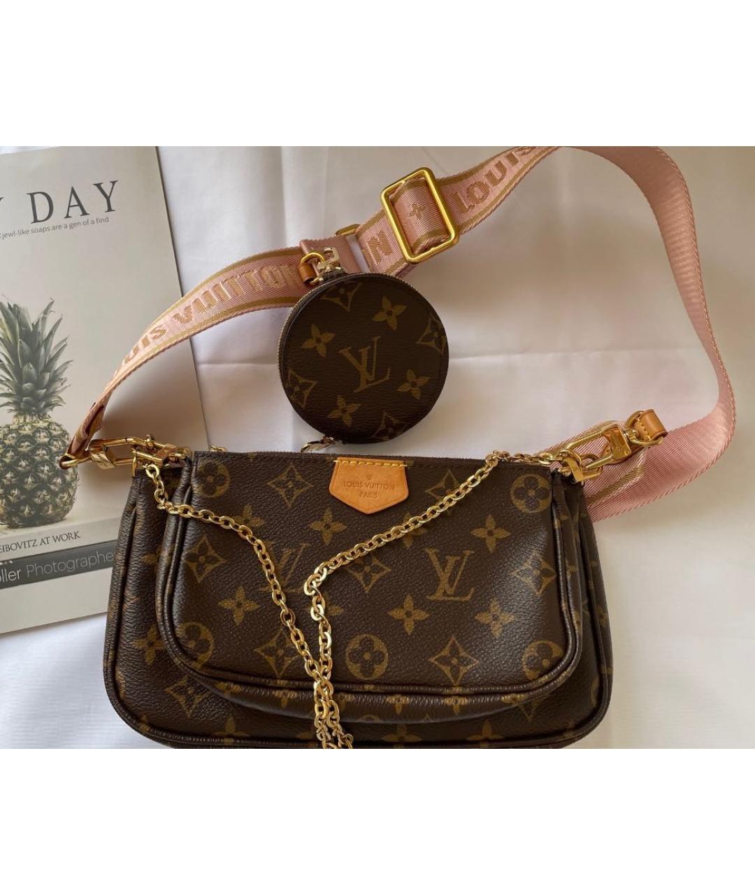LOUIS VUITTON Коричневая кожаная сумка через плечо, фото 2
