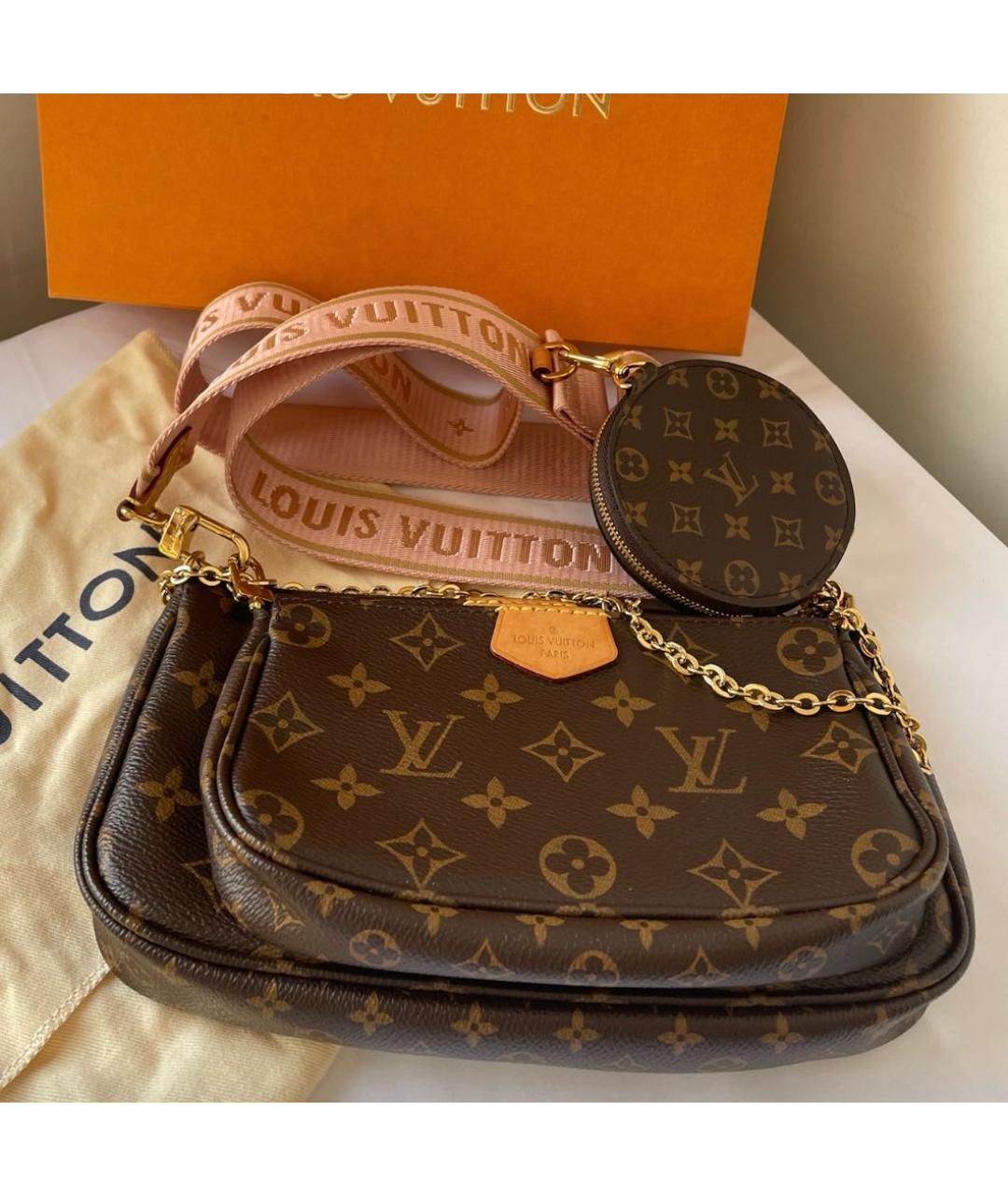 LOUIS VUITTON Коричневая кожаная сумка через плечо, фото 3