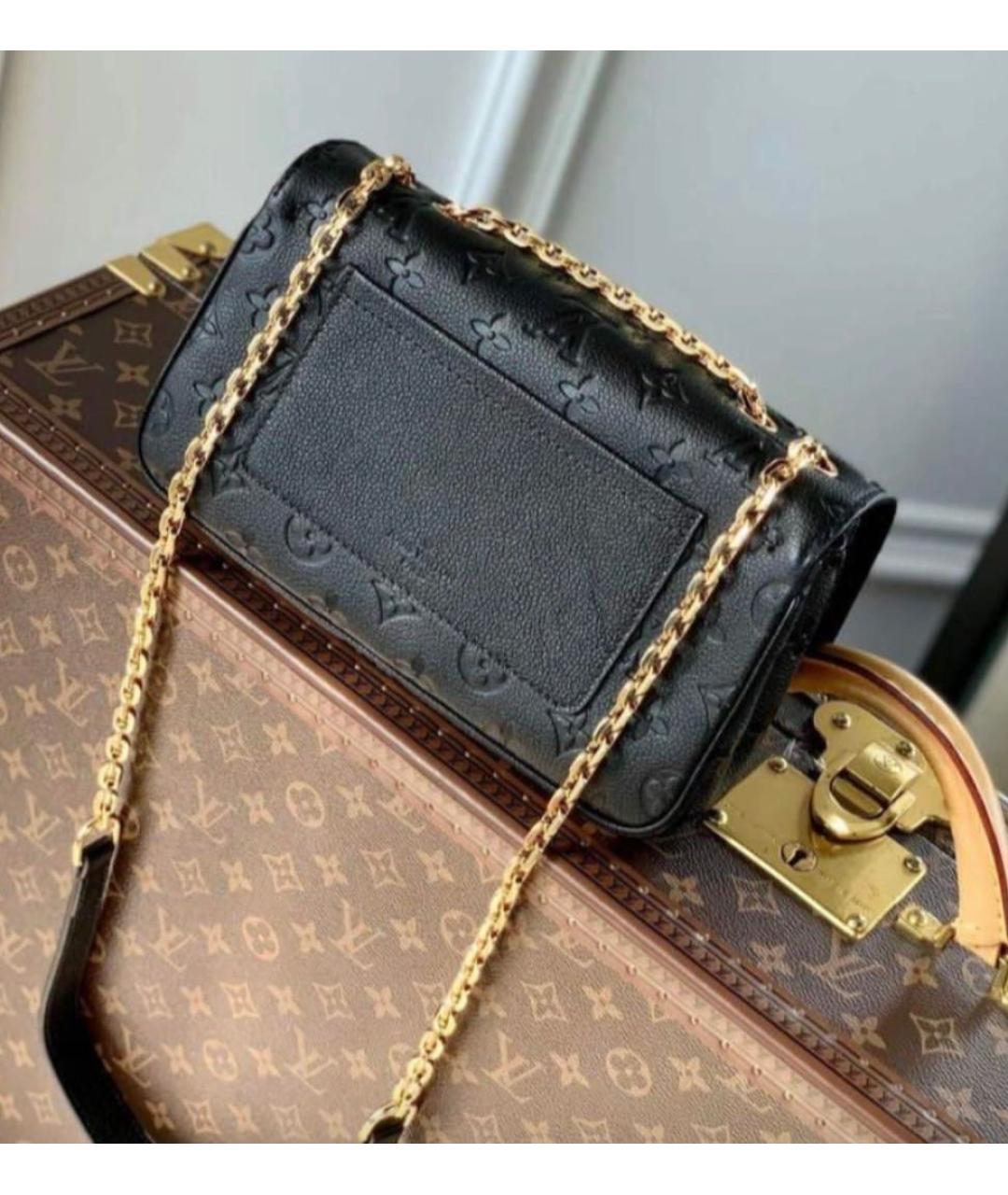 LOUIS VUITTON Черная кожаная сумка через плечо, фото 4