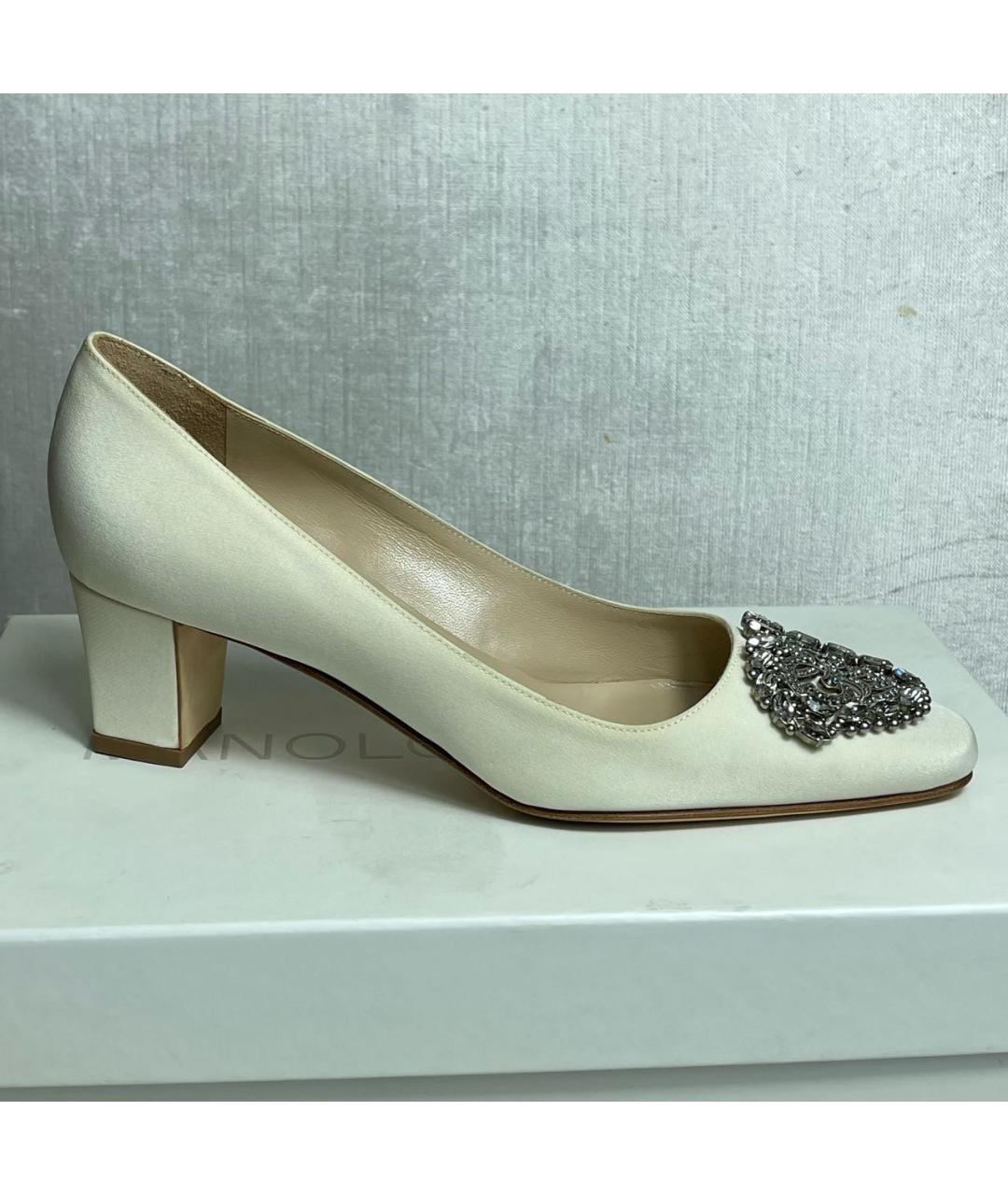 MANOLO BLAHNIK Белые текстильные туфли, фото 9