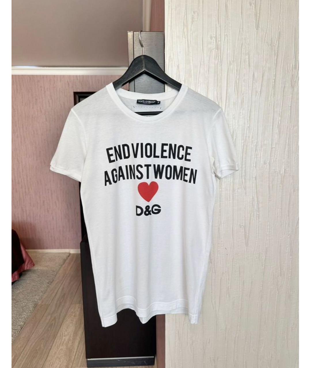 DOLCE&GABBANA Белая хлопковая футболка, фото 4