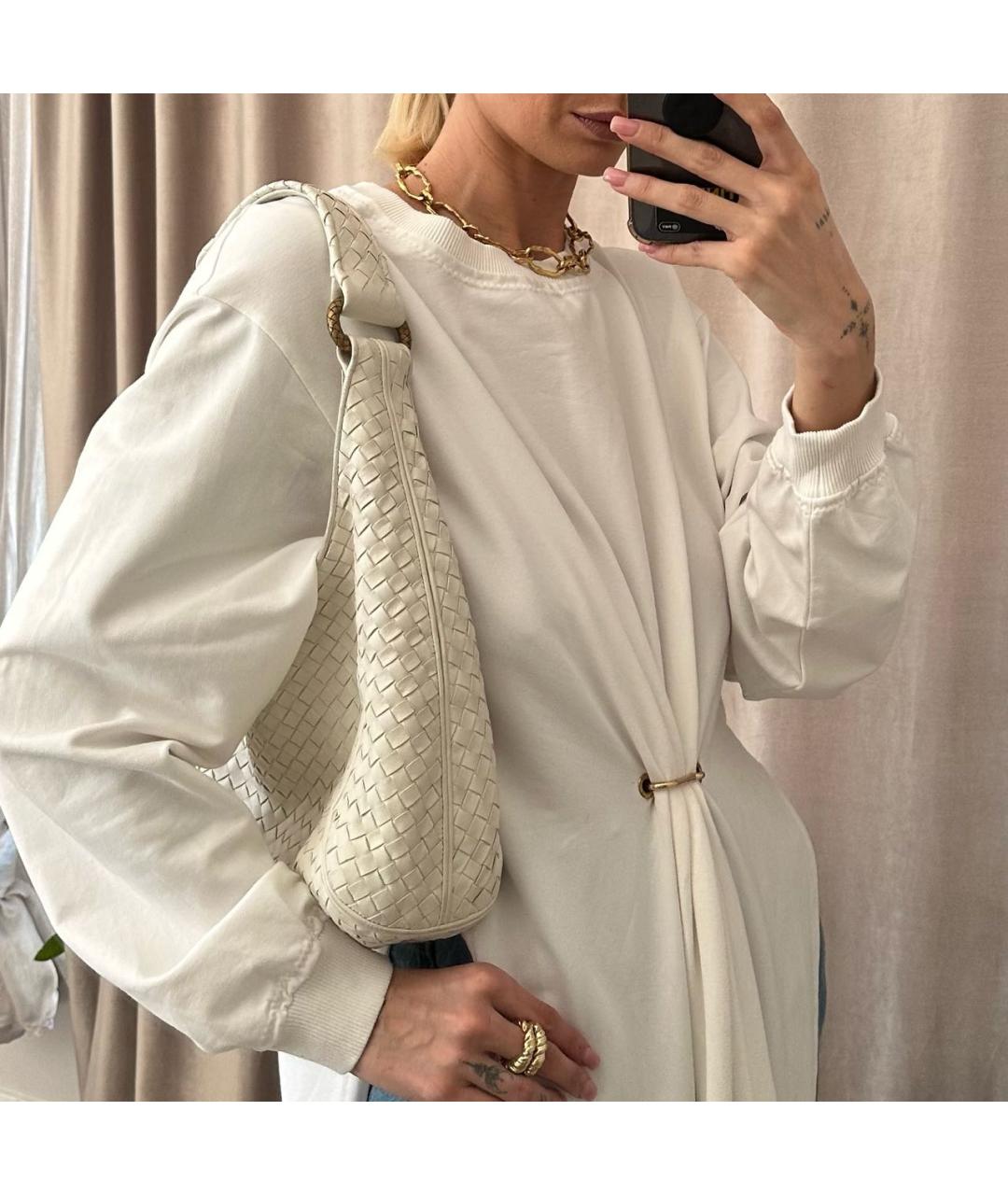 BOTTEGA VENETA Белая кожаная сумка тоут, фото 4