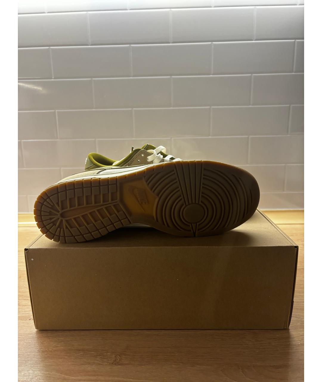 NIKE Бежевые кожаные низкие кроссовки / кеды, фото 4