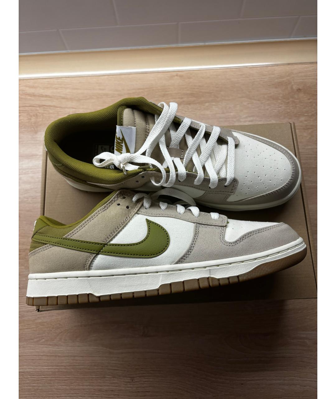 NIKE Бежевые кожаные низкие кроссовки / кеды, фото 2