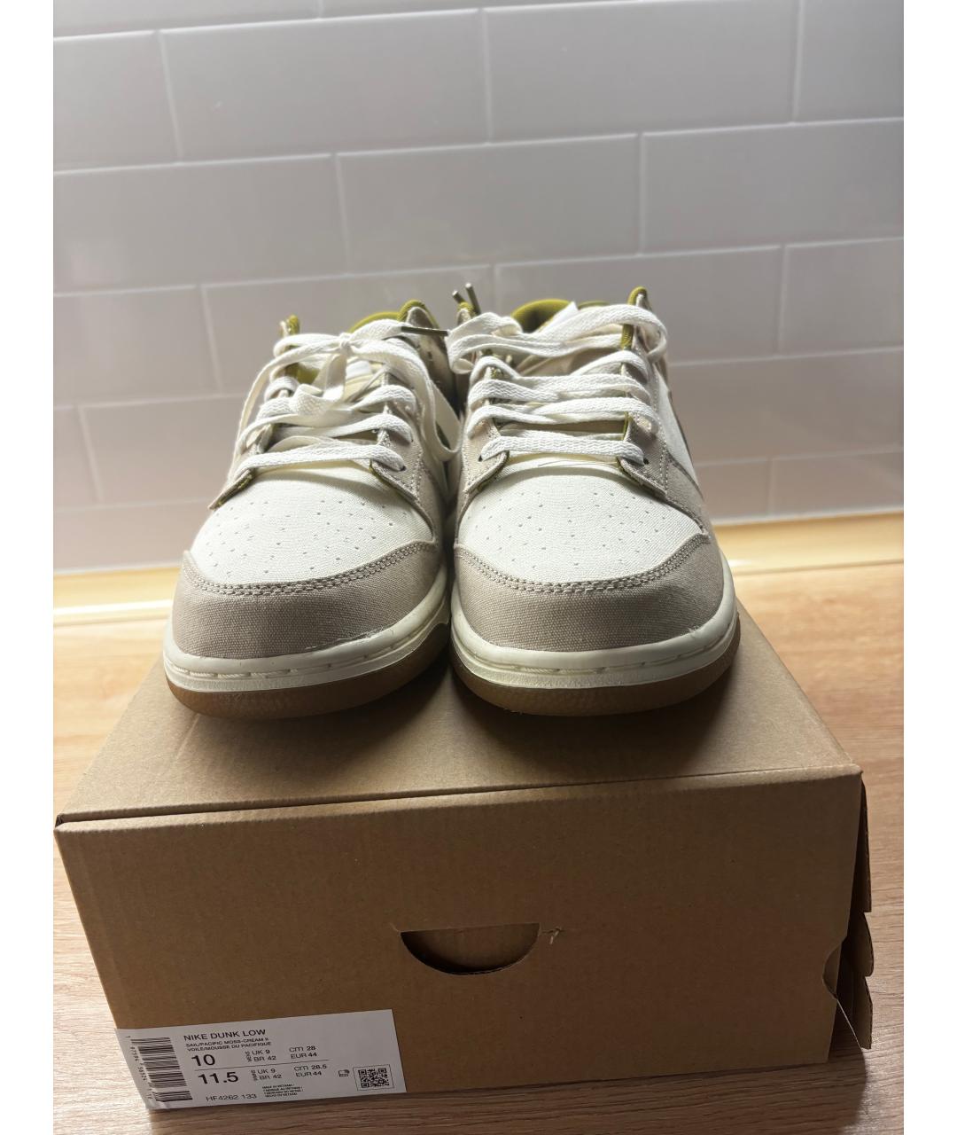 NIKE Бежевые кожаные низкие кроссовки / кеды, фото 3