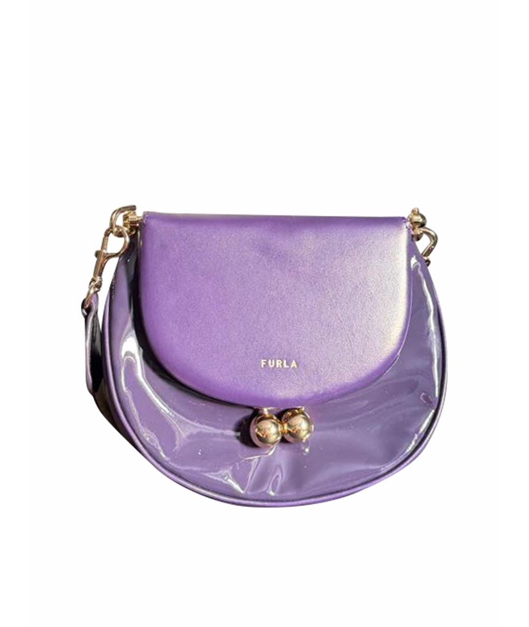 FURLA Фиолетовая кожаная сумка через плечо, фото 1