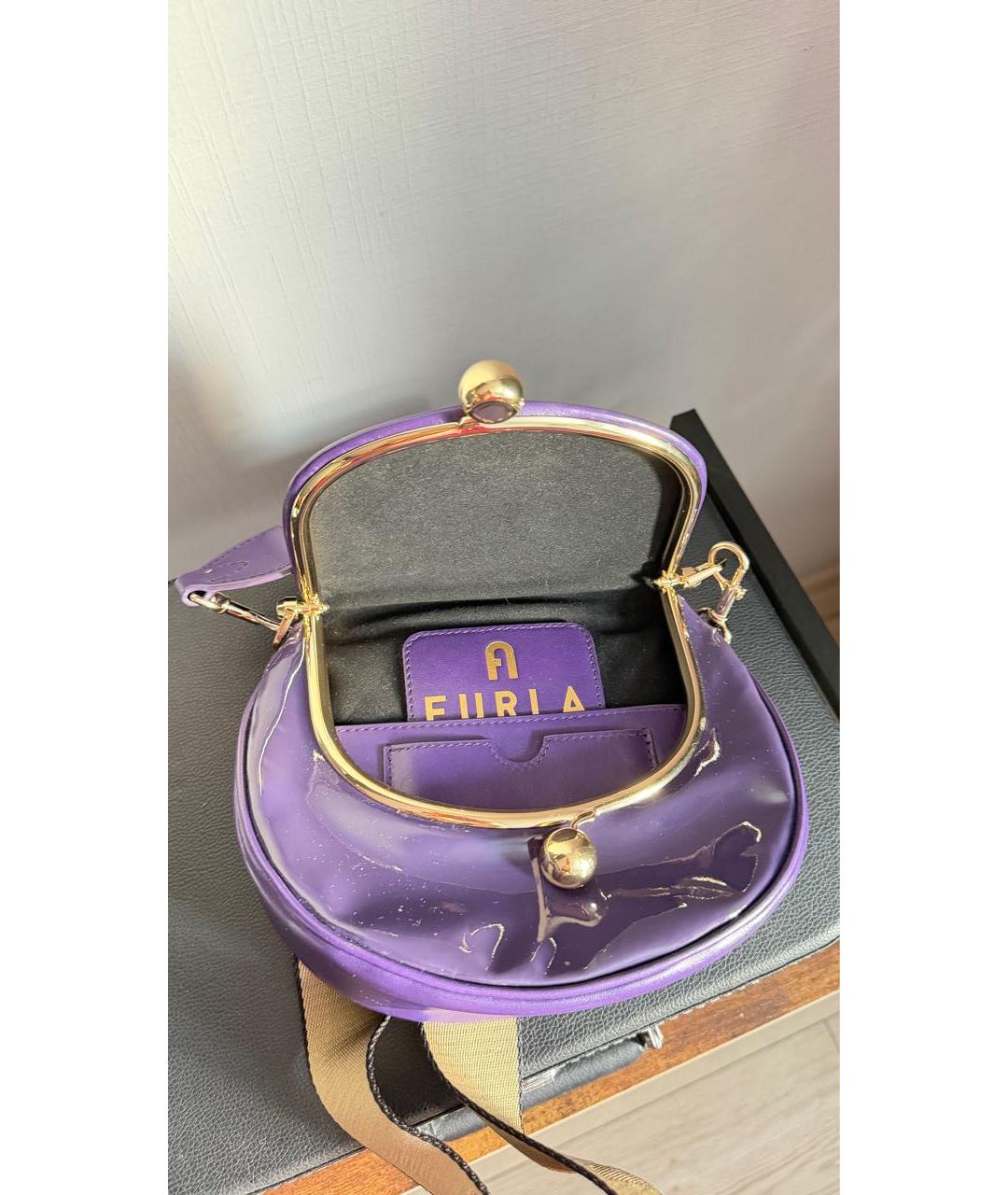 FURLA Фиолетовая кожаная сумка через плечо, фото 4