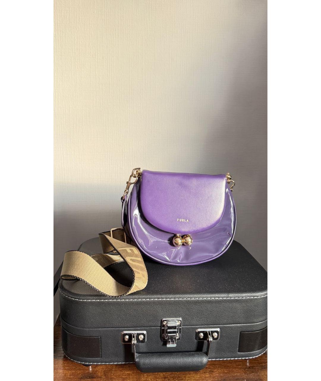FURLA Фиолетовая кожаная сумка через плечо, фото 6