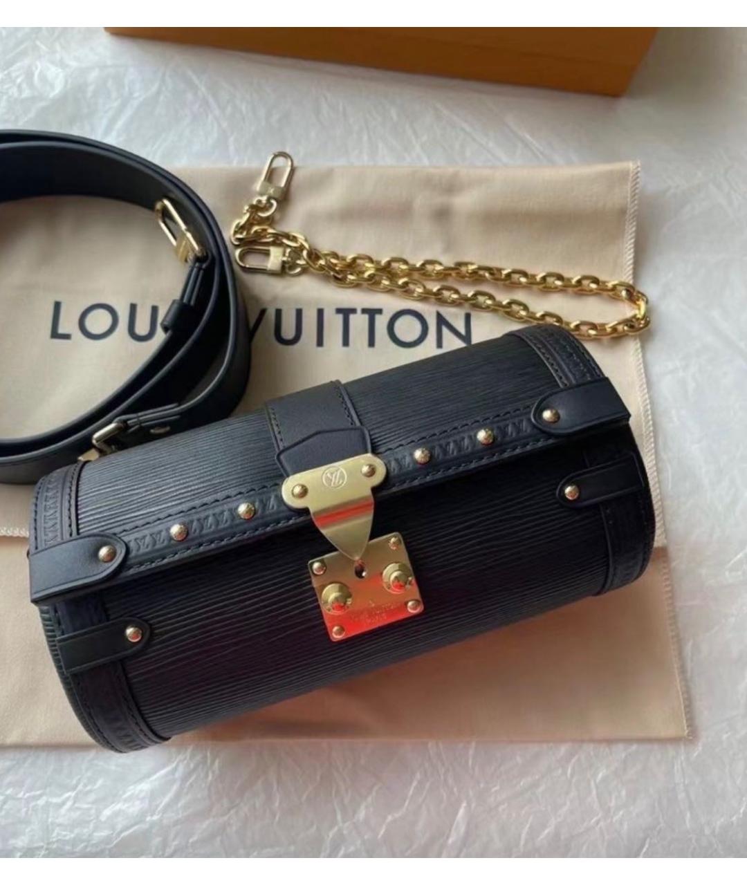 LOUIS VUITTON Черная кожаная сумка через плечо, фото 4